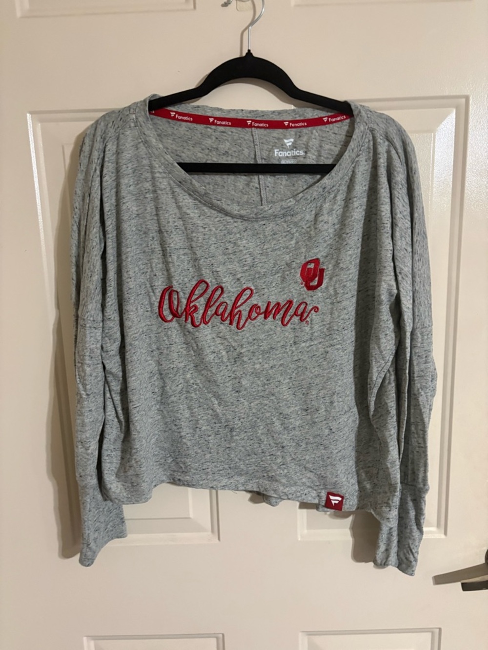 Fanatics Gray Oklahoma Pullover with Crimson Script
